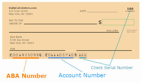 sample personal check with routing number and account number